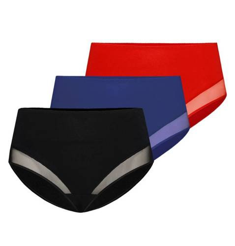 Figi z wysokim stanem 3-Pak 1123-3 Filly Teyli -  czarny/jeans/czerwony