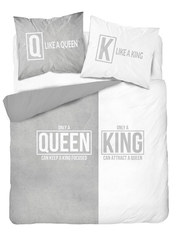 Pościel bawełniana Queen King 4100 A Holland 129 Detexpol szary/biały 
