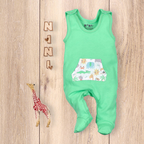 Śpiochy z bawełny organicznej Sawanna Nini zielony 