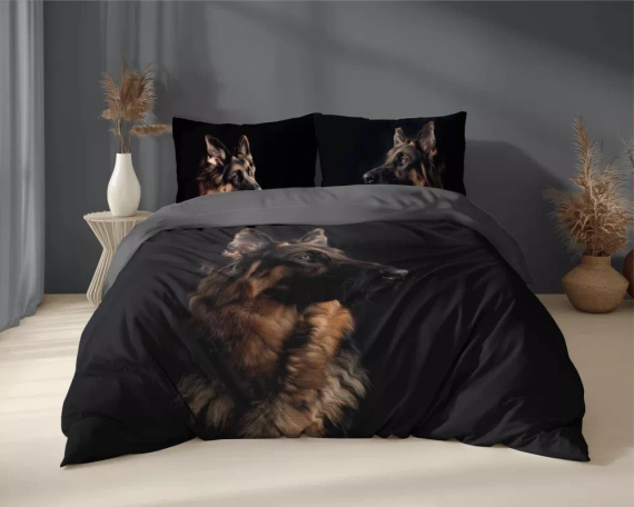 Pościel bawełniana pies Owczarek 5294 A Holland Detexpol czarny