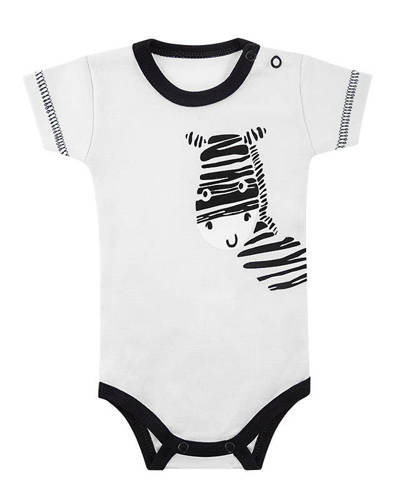 "Zebra" Body z krótkim rękawem Terjan - biały