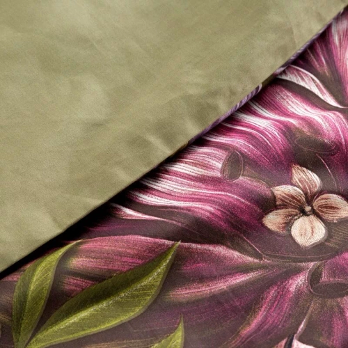 Pościel satynowa kwiaty Nika 45 Eurofirany zielony 