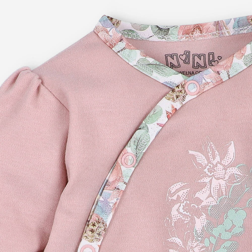 Body rozpinane z bawełny organicznej Magic Flowers Nini -różowe