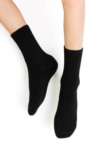 art.130 Merino Wool Prążek Skarpety dziecięce Steven - 029 czarne
