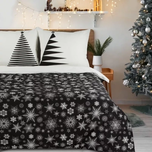 Pościel świąteczna śnieżynki Isla Eurofirany czarny/biały