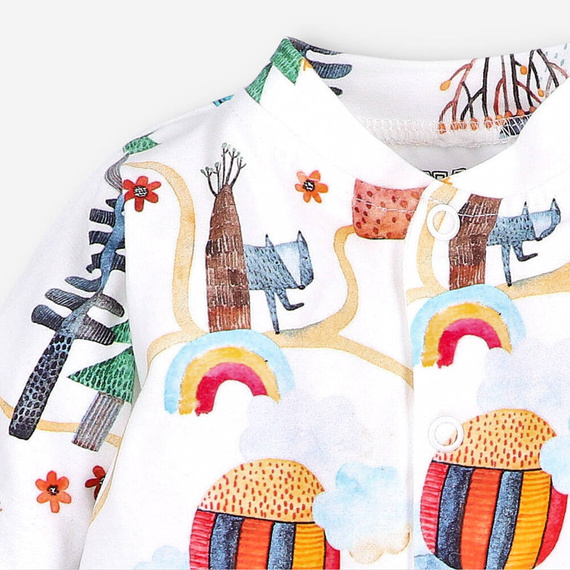 Pajacyk z bawełny organicznej Kolorowy Las Nini druk