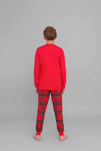Piżama dziecięca Narwik talian Fashion- czerwony/druk 