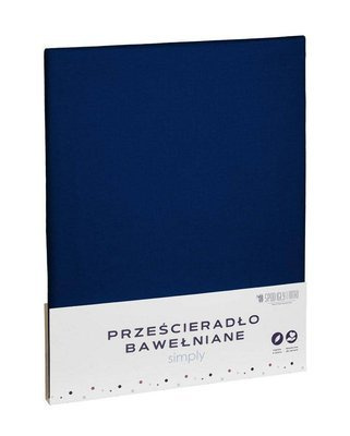 Prześcieradło bawełniane jednobarwne Simply Spod Igły i Nitki granatowy