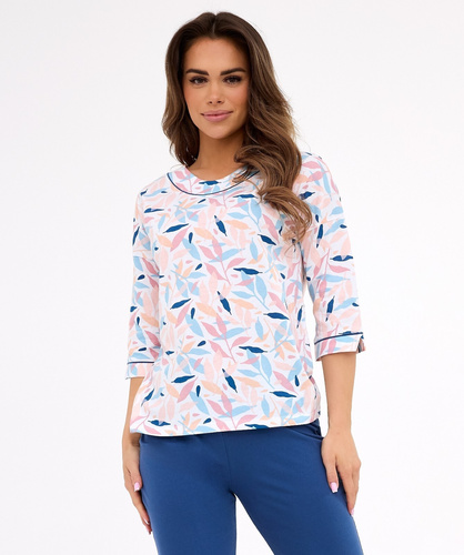 Damska piżama Cornette Amelia 732/452 – bawełna, rękaw 3/4, klasyka i komfort