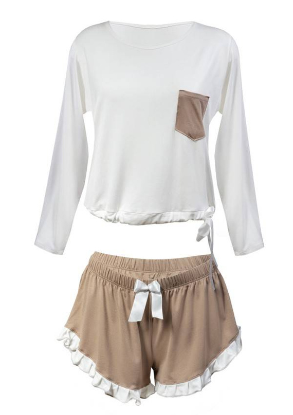 Komplet Piżama Damska Ronnie DKaren - Cappucino