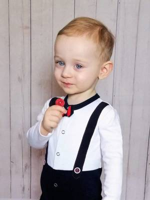 Pajacyk bez stópek Smoking Frak Bambarillo biało-granatowy