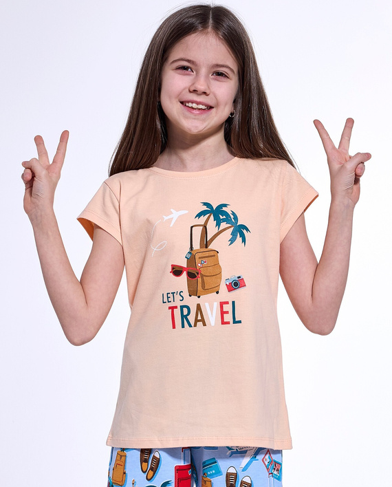 Piżama dziewczęca 788/110 Travel 2 Cornette brzoskwiniowy