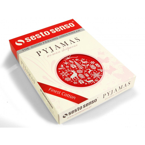 Piżama damska świąteczna 2642/01 Bombka Sesto Senso czerwony