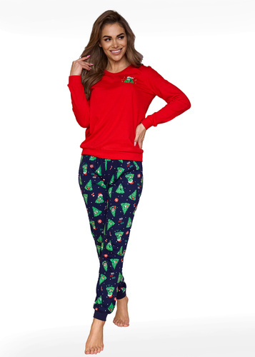 Piżama damska 671/419 Christmas Tree Cornette czerwony
