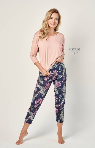 Piżama Damska 3000 Vivian Taro - różowy pudrowy