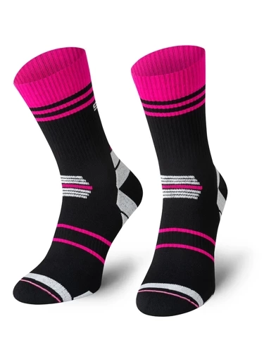 Running 04 Skarpety biegowe damskie/męskie Spaio black/white/fuxia