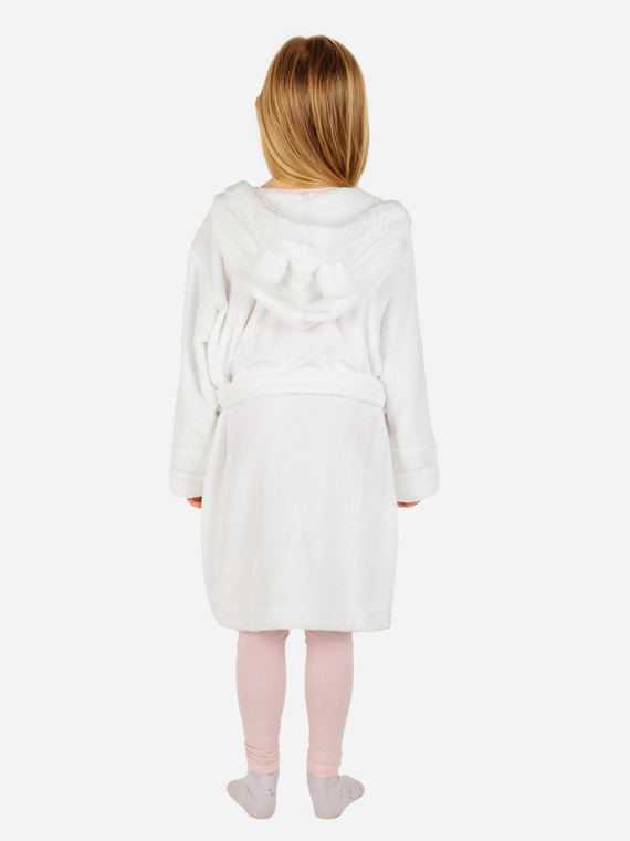 Szlafrok dziecięcy z uszami Teddy ByShelly - biały