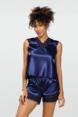 Piżama Damska Satynowa Skaylor DKaren - granat