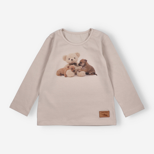 Lagarto Verde bluzka dla dziewczynki z długim rękawem beżowy– modna, bawełniana, trwała