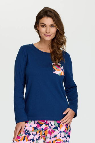 Piżama damska 7 Senizo granatowy kwiaty