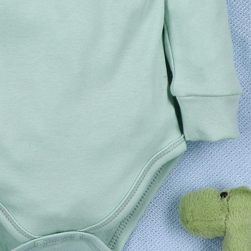 Body niemowlęce Dino Explorer Nini miętowy– bawełna organiczna, długi rękaw