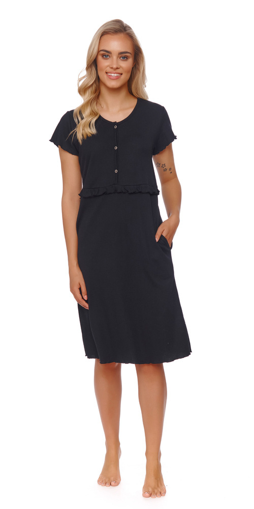 TM.4543 Koszula Nocna ciążowa i do karmienia Doctor Nap - black