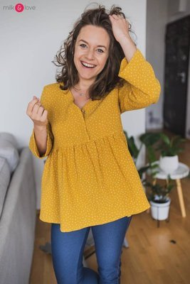 Tunika z muślinu organicznego Mother Nature Milk&Love musztardowa