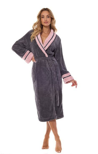 Długi Szlafrok Damski 2409 Madame L&L - onyx