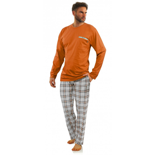 Bawełniana piżama męska z długim rękawem 2379/29 Sesto Senso - pomarańczowy 