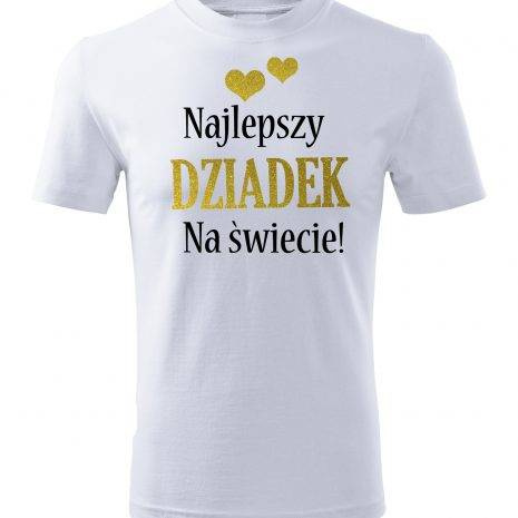 Koszulka męska "Najlepszy DZIADEK NA ŚWIECIE – złoty nadruk" Moocha biały