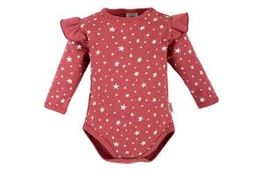 Body z długim rękawem "Stars" Makoma ciemny róż
