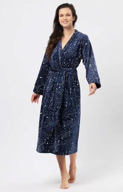 Długi Szlafrok Damski LGL 911 Key - niebieski