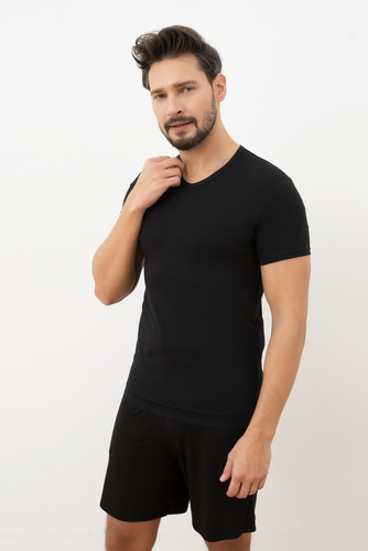 Koszulka męska, serek Ikar Italian Fashion - czarny