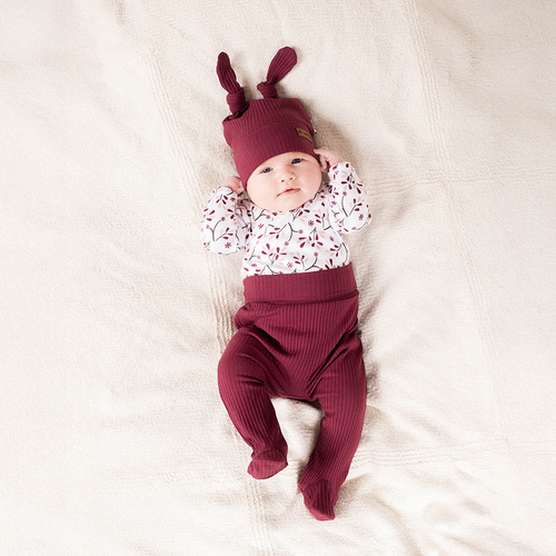 Bawełniany półśpioch Nicol Alisa 217010 – prążkowany bordowy 56–68