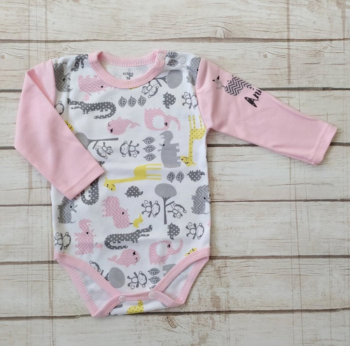 "Zwierzyniec" Bawełniane body niemowlęce Koala-róż