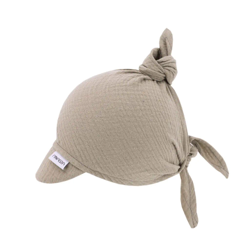 Chustka z daszkiem wiązana Cotton Muślin Makaszka- almondine