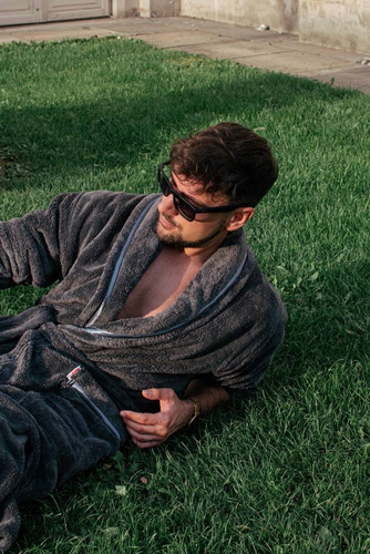 Szlafrok męski 716 Rafael De lafense - grafit