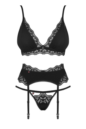 KOMPLET ARISHA SET WITH GARTER BELT Obsessive czarny