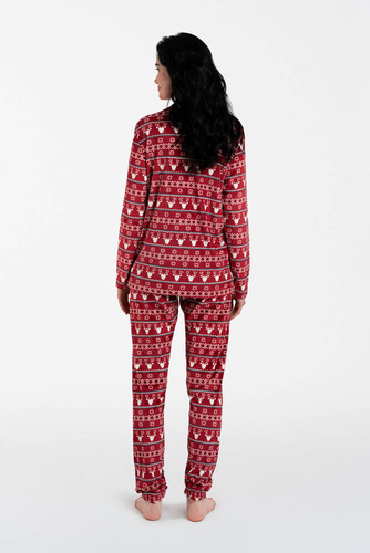 Polarowy Komplet Damski Islandia Italian Fashion - druk bordowy 