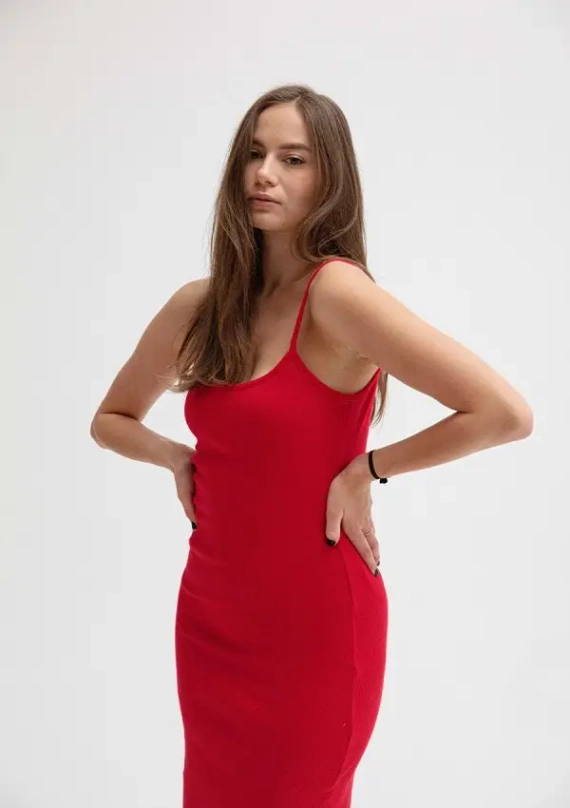 Sukienka bawełniana DK-K-P7 DKaren - czerwona