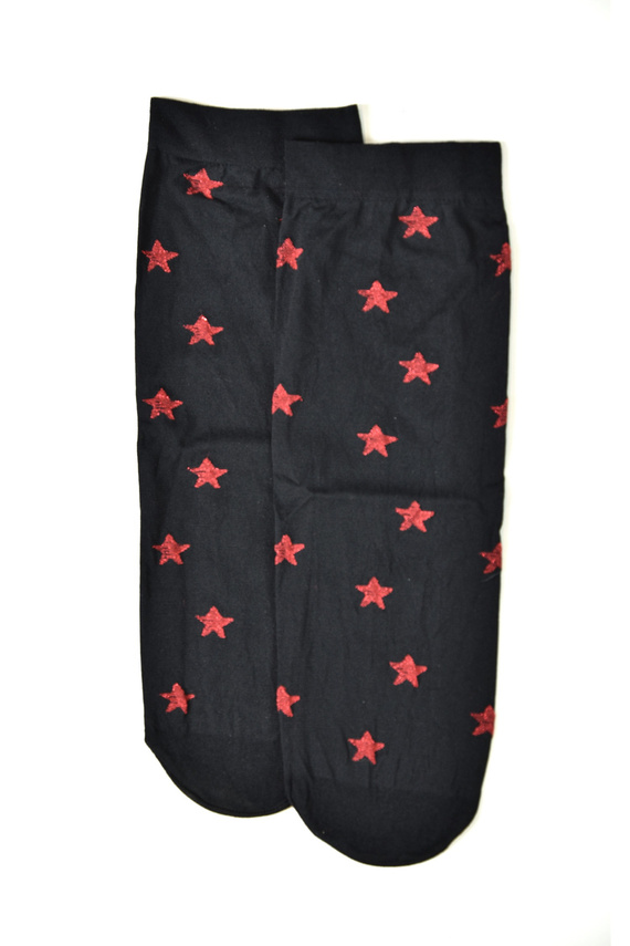 Christmas Chill – świąteczne skarpetki damskie w gwiazdki z połyskiem, black