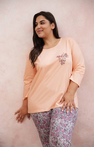 Piżama Damska 3010, 3017 Melissa Taro- brzoskiwniowy