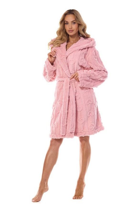 Szlafrok damski 2403 Carina L&L różowy pudrowy