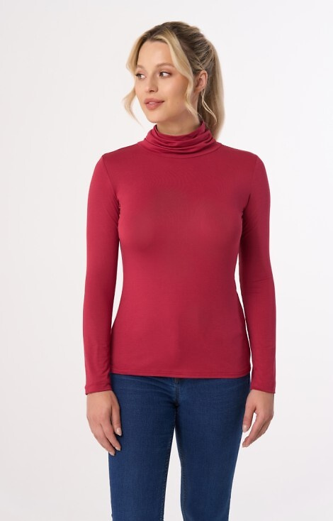 Beverly Bluzka damska z golfem Babell - bordowa