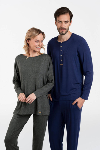 Komplet damski Akord długi rękaw, długie spodnie Italian Fashion - ciemny melanż 