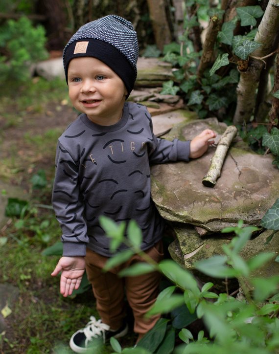 Bluzka z długim rękawem Le Tigre Pinokio - grafit druk