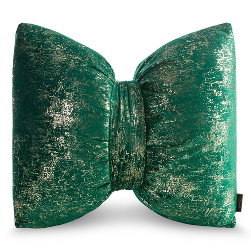 Eurofirany Kokarda 1 Poduszka świąteczna 45x55 zielony – welwet, ozdobna kokarda