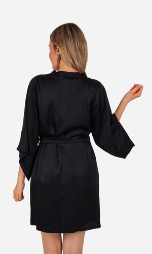 Szlafrok damski satynowy Ofelie ByShelly - czarny