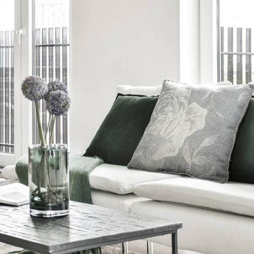 Poszewka dekoracyjna Len 10 z nadrukiem Eurofirany stalowy 