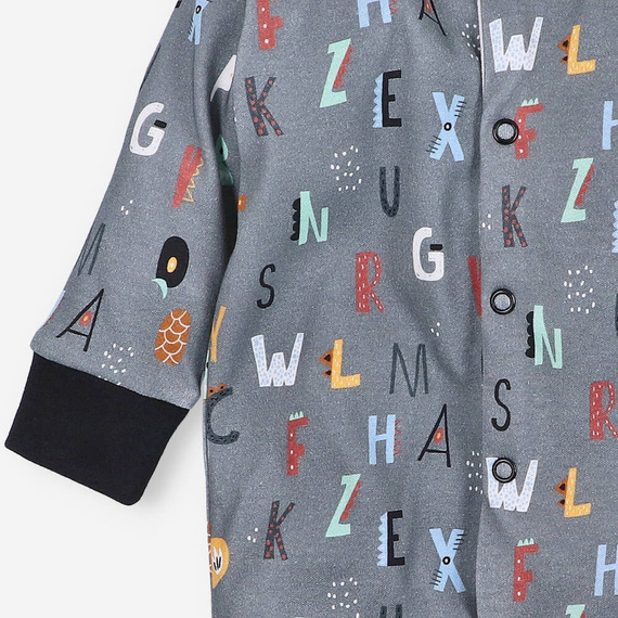 Pajacyk z bawełny organicznej Alfabet Nini czarny